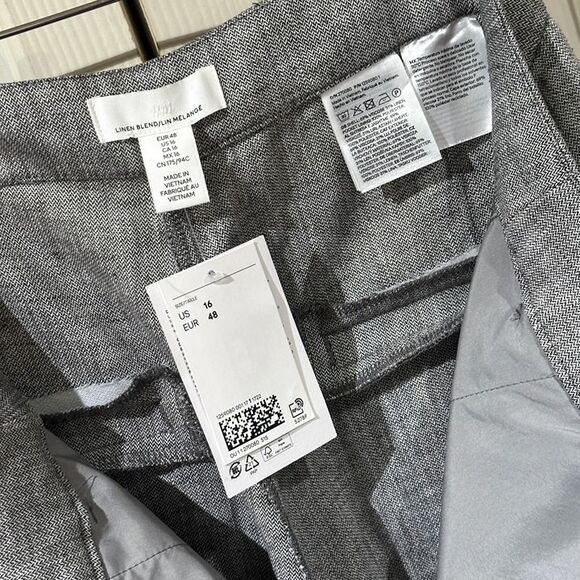 NWT H&M Gray Melange Drapey Creased High Waisted Wide Leg Trouser Dress Pants 16 - Picture 7 of 12